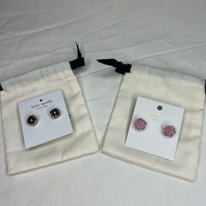 Kate Spade Earrings - charcoal clear studs & pink flying colors